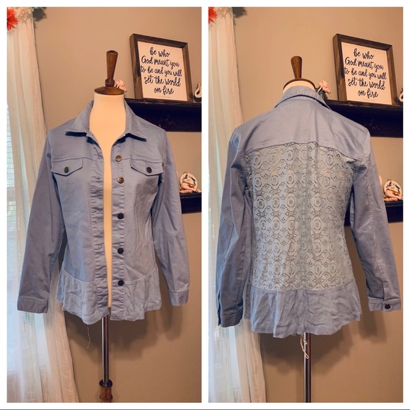 denim jacket with lace back